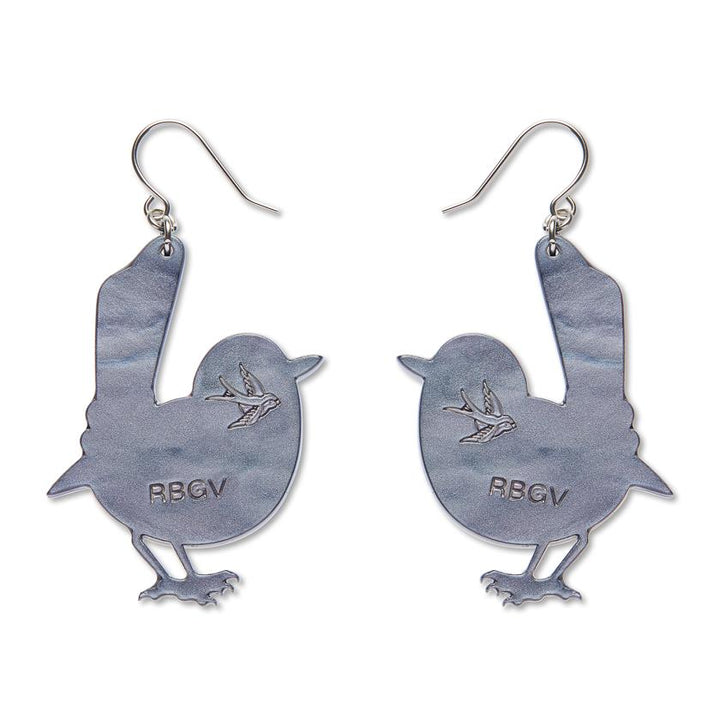 Superb Fairy Wren Drop Earrings reverse showing post and butterfly fastening