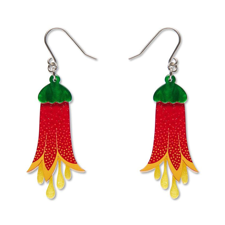 Common Correa Drop Earrings handcrafted enamel by Erstwilder x Royal Botanic Gardens Victoria – front view