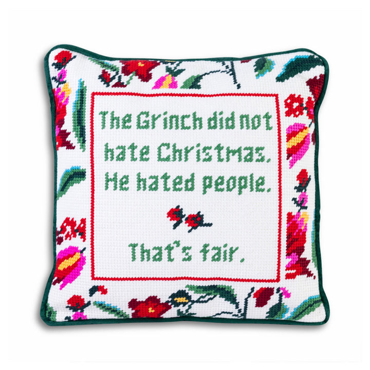 The Grinch Needlepoint Pillow