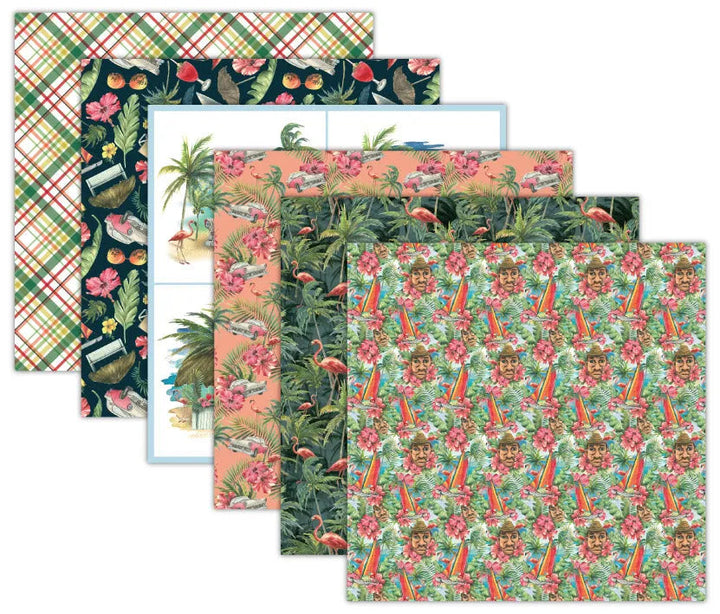 Tropical Holiday Scrapbook Paper Pack. 12 Sheets of 15.2x15.2cm Heavyweight Paper Pad F07M2-3 AC230314-06