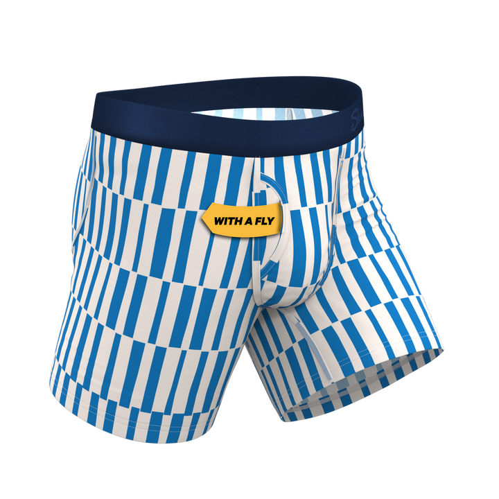 The Hamptons | Blue Mosaic Stripe Ball Hammock® Pouch Underwear With Fly