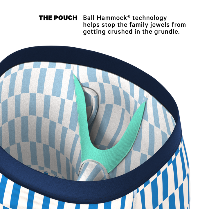 The Hamptons | Blue Mosaic Stripe Long Leg Ball Hammock® Pouch Underwear With Fly