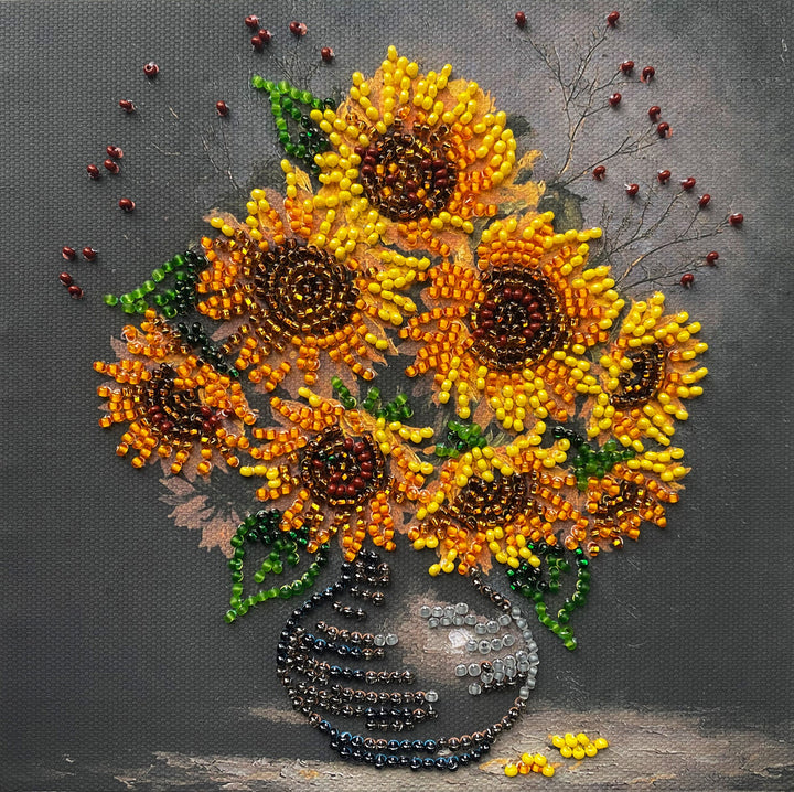Homely Sunflowers Mini Bead Embroidery Kit by Abris Art AM-269