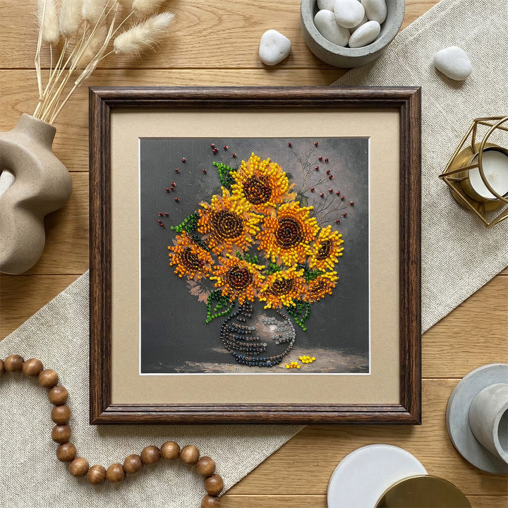 Homely Sunflowers Mini Bead Embroidery Kit by Abris Art AM-269