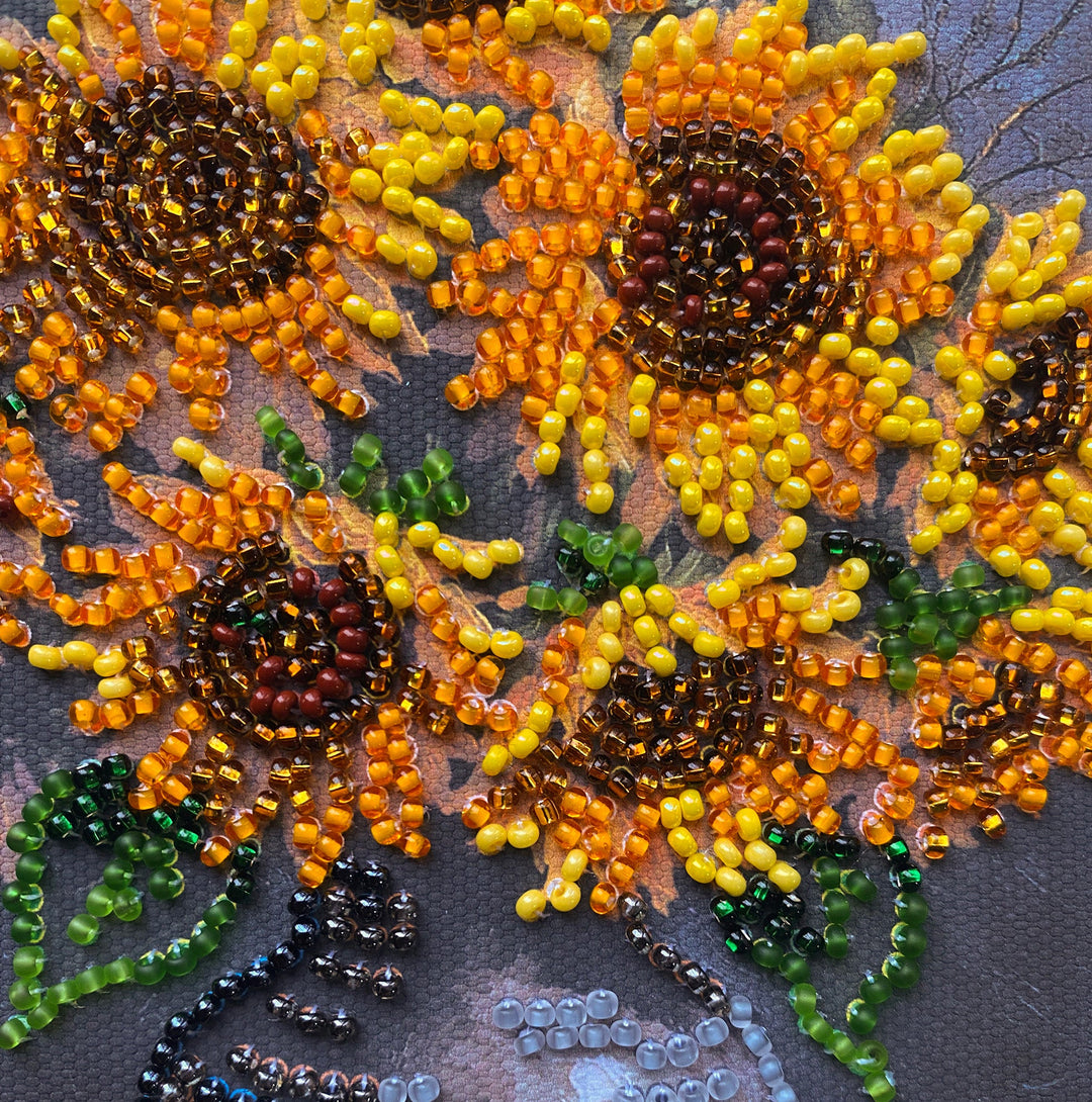 Homely Sunflowers Mini Bead Embroidery Kit by Abris Art AM-269