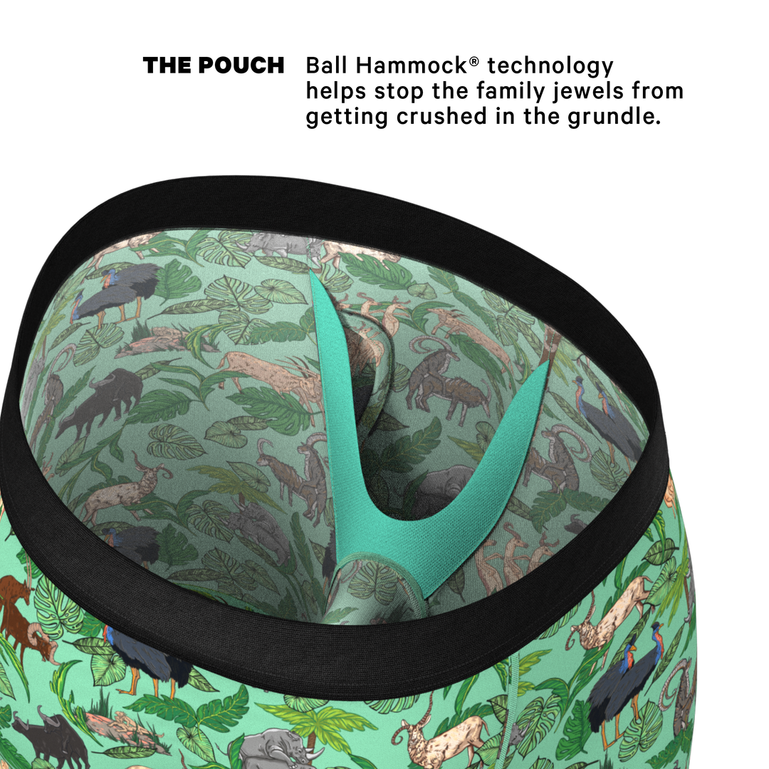 The Hornography | Tropical Animals Long Leg Ball Hammock® Pouch Underwear With Fly