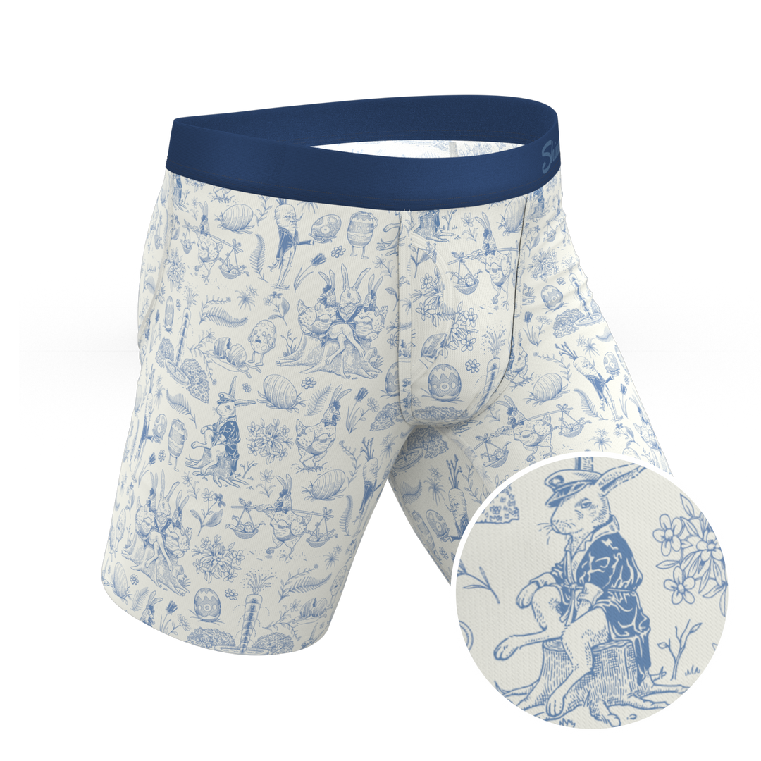 The Hot Cottontail | Easter Toile Long Leg Ball Hammock® Pouch Underwear With Fly