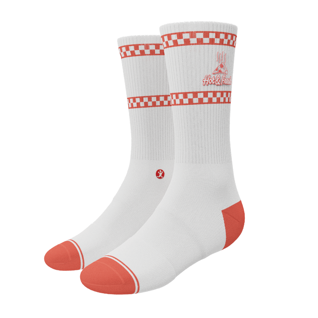 The Hot & Fresh | Pizza Box Heel Hammock™ Crew Socks