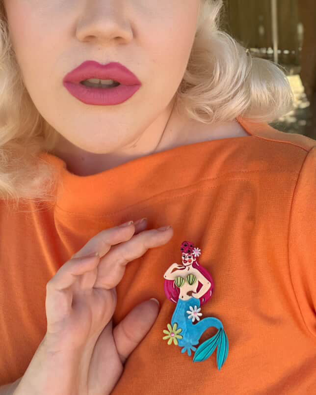 Pearl the Mermaid Brooch by Marla VonDuta x Lipstick & Chrome – view 6