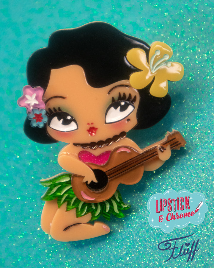 Hula Lula Tiki Girl Brooch by Miss Fluff x Lipstick & Chrome
