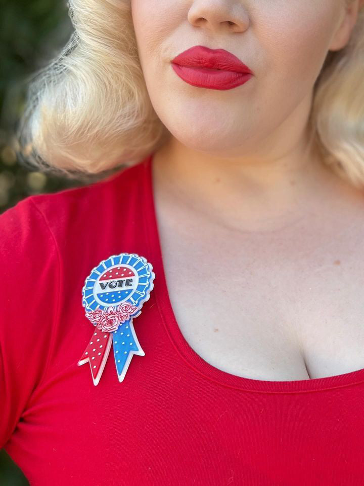 use your vote ribbon brooch poly paige