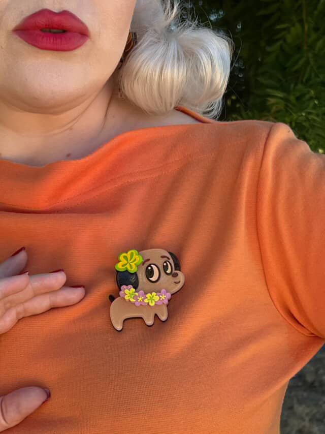 Polynesian Pup Mini Brooch by Miss Fluff x Lipstick & Chrome