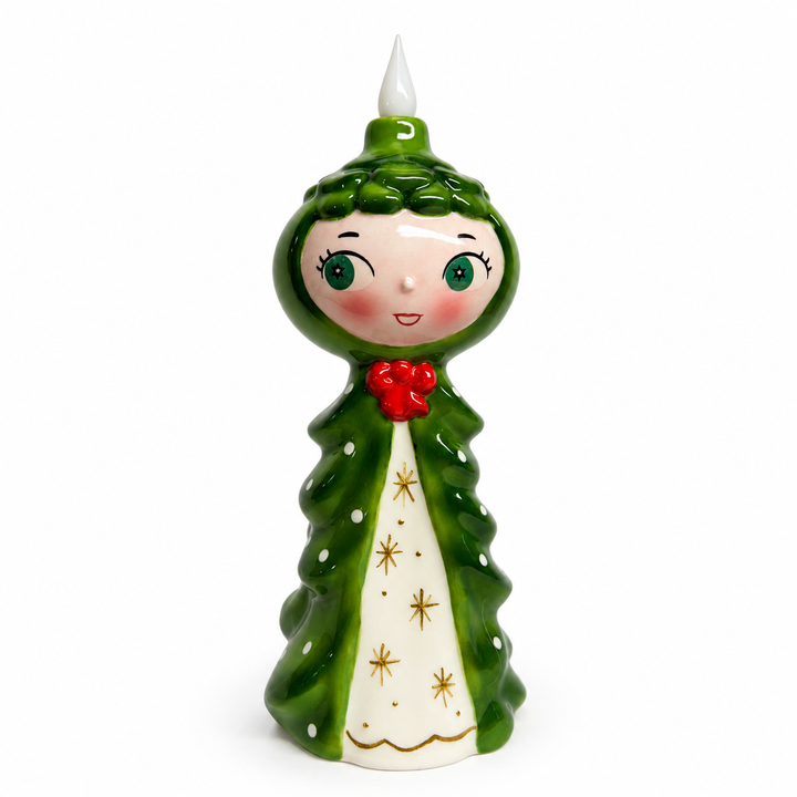 Tree Girl Candle-Lite | Mid Century Christmas Decor | Vintage Inspired Ceramic Holiday Figurine -SHIPS NOV/DEC