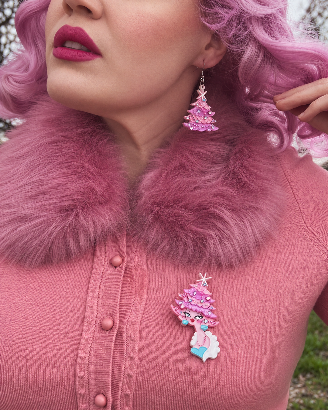 Pinkmas Glam Brooch by Miss Fluff x Lipstick & Chrome