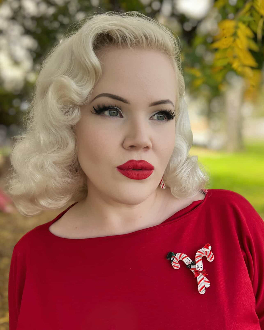 Candy Cane Couple Brooch by 50's Vintage Dame x Lipstick & Chrome