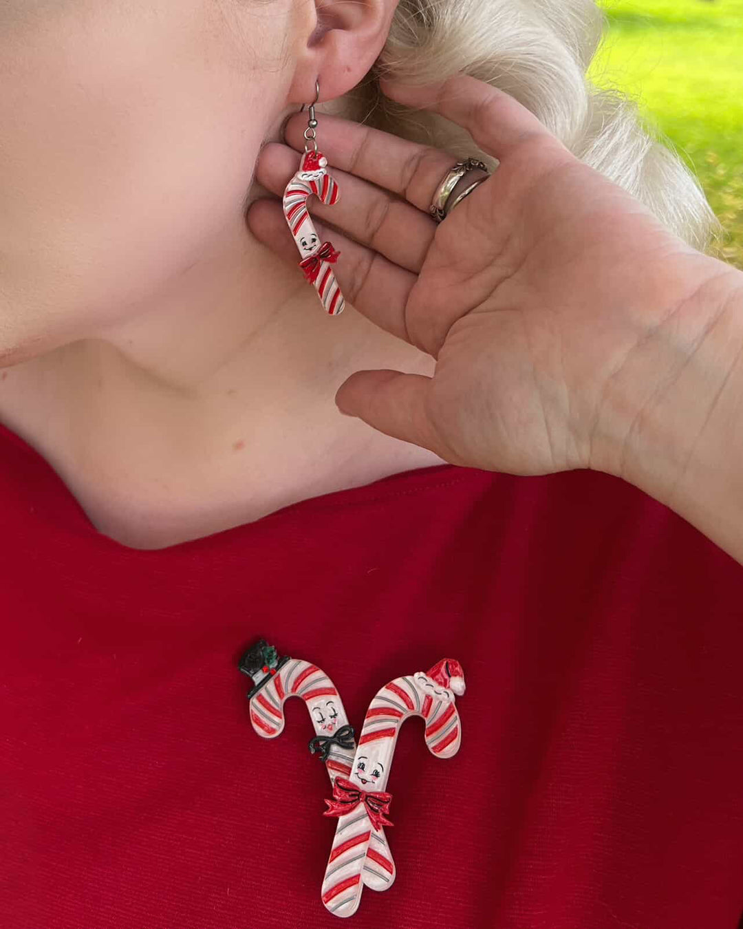 Candy Cane Couple Brooch by 50's Vintage Dame x Lipstick & Chrome