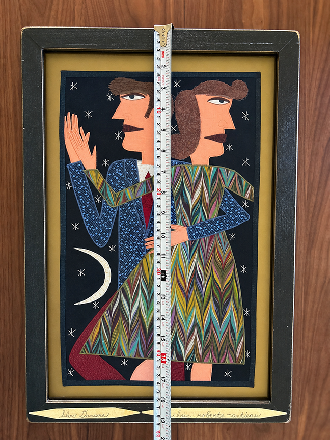 Chris Roberts-Antieau Slow Dancers 2015 Original Fabric Applique Folk Art Framed