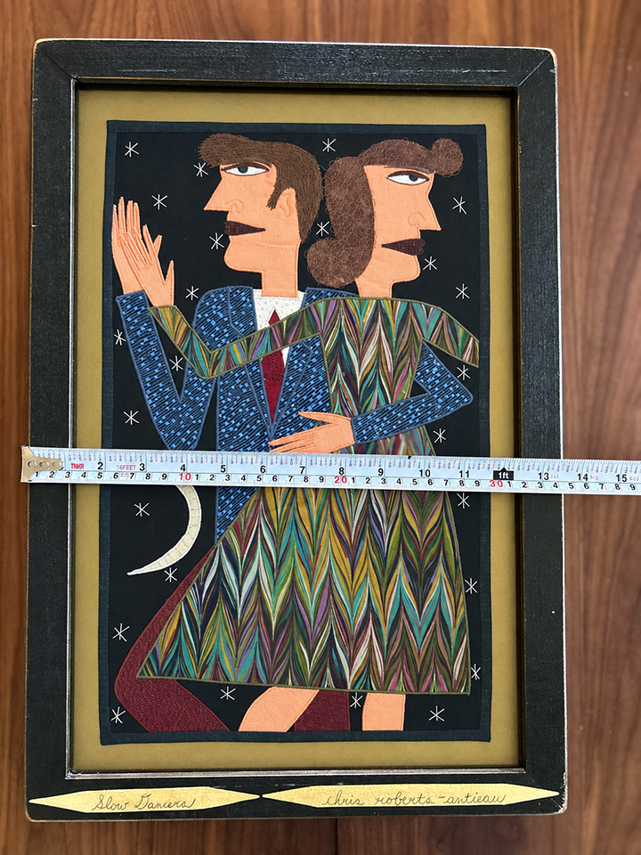 Chris Roberts-Antieau Slow Dancers 2015 Original Fabric Applique Folk Art Framed