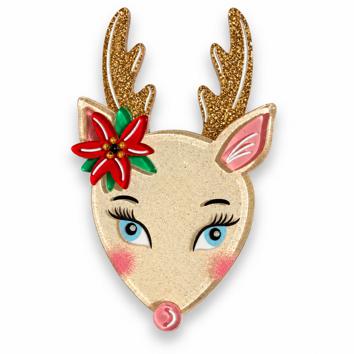 Ruby Reindeer Brooch by 50's Vintage Dame x Lipstick & Chrome