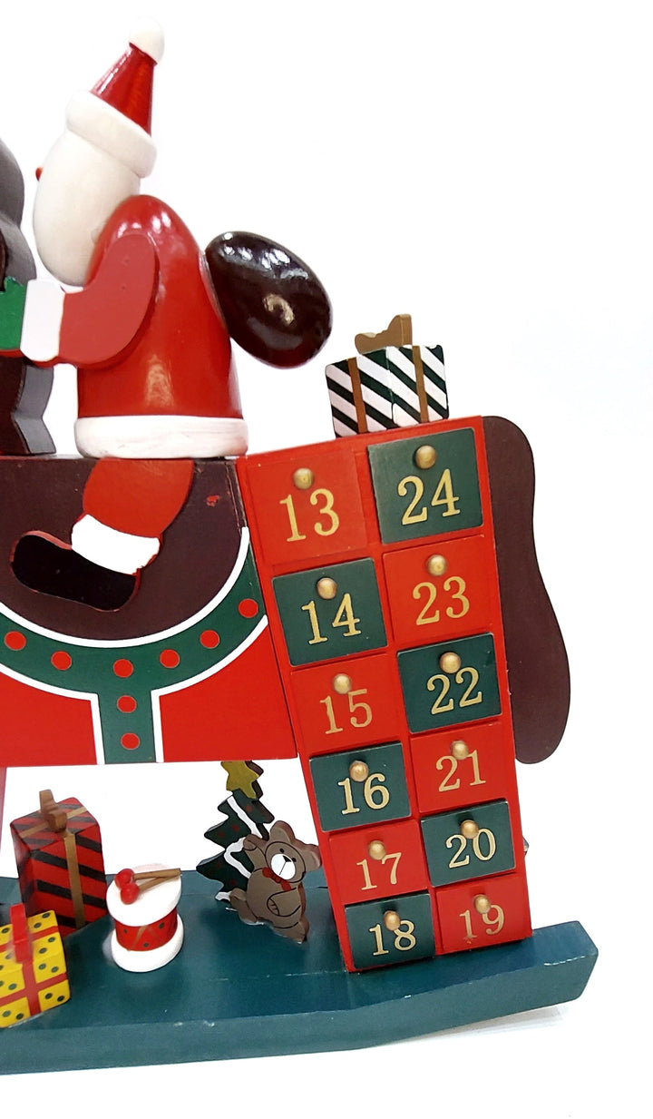Santa's Wooden Horse Advent Calendar Wizardi F07M6-16
