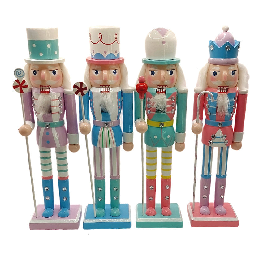 Christmas Nutcracker. Wizardi Classic Wooden Festive Decoration F07M14-30-N01703 blue stand