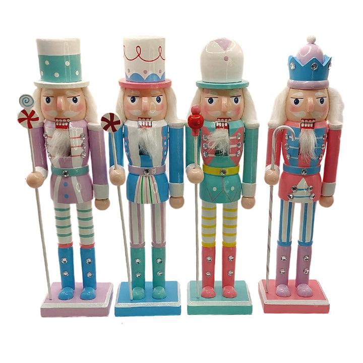 Christmas Nutcracker. Wizardi Classic Wooden Festive Decoration F07M14-30-N01703 blue stand