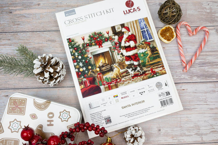 Santa Interior Counted Cross-Stitch Kit by Luca-S BU5100L