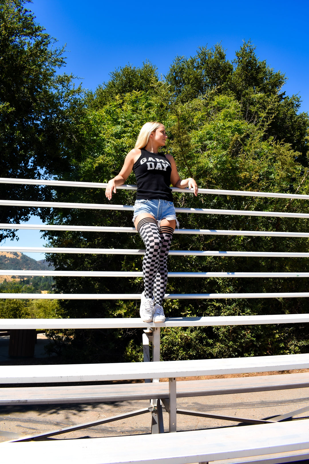 Game Day! - Black & Grey Thigh-Highs