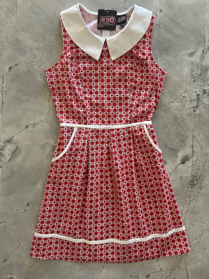 Strawberry Gingham Collared Dress