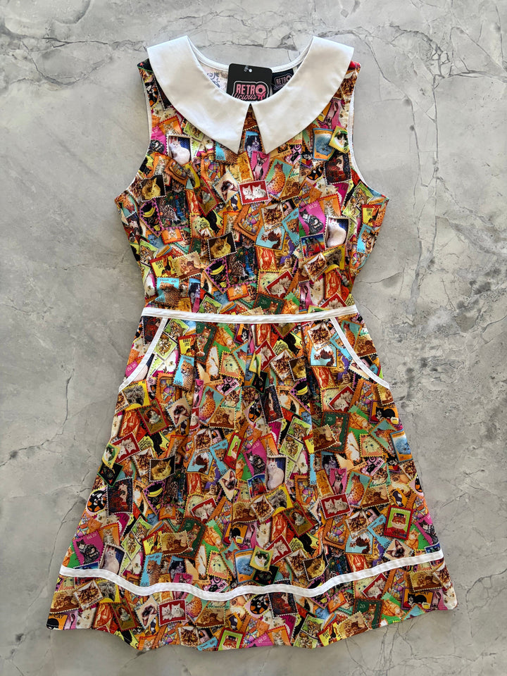 Cat Stamps Collared Dress