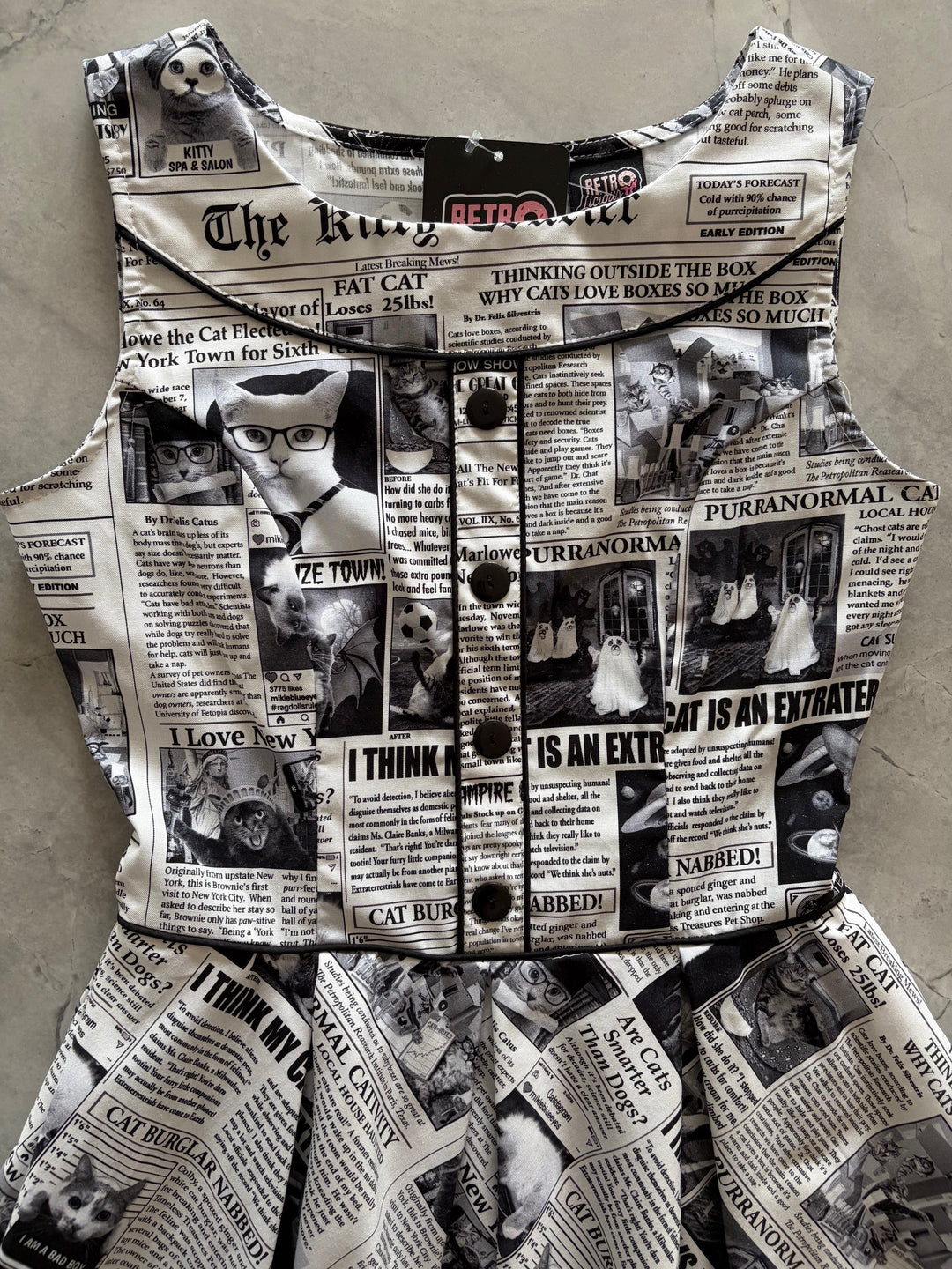 Elizabeth Dress in Newspaper Cats