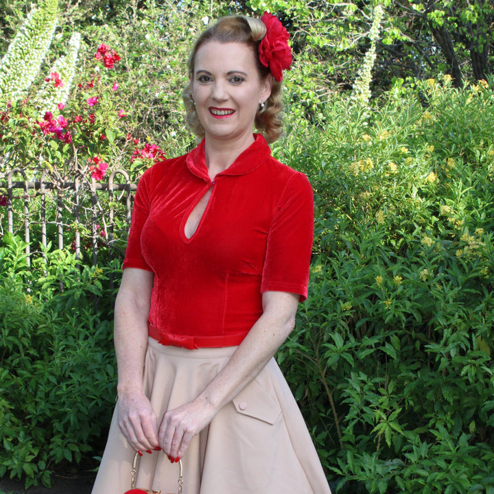 Keynote Vintage-Inspired Blouse in Velvet