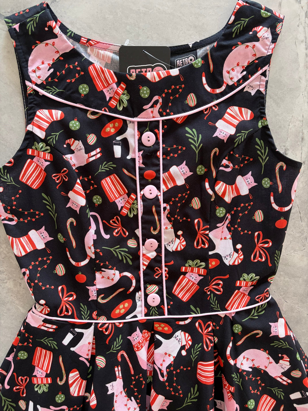 Elizabeth Dress in Holiday Cats