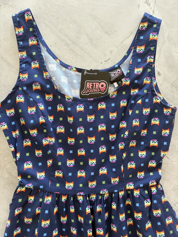 Retro Cats Fit & Flare Dress
