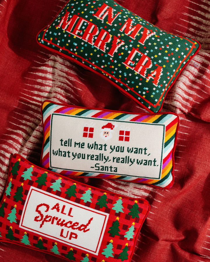 Merry Era Needlepoint Pillow