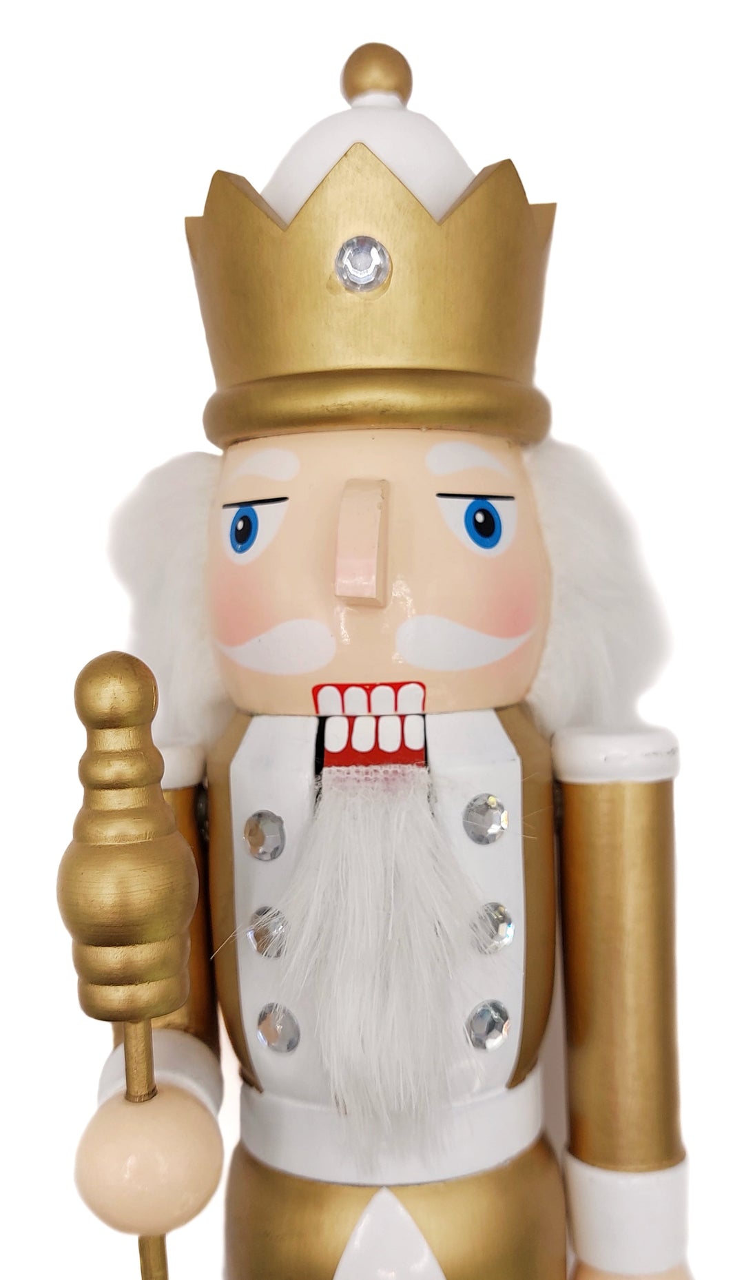Christmas Nutcracker the Staffbearer. Wizardi Classic Wooden Festive Decoration F07M14-45-N01315B