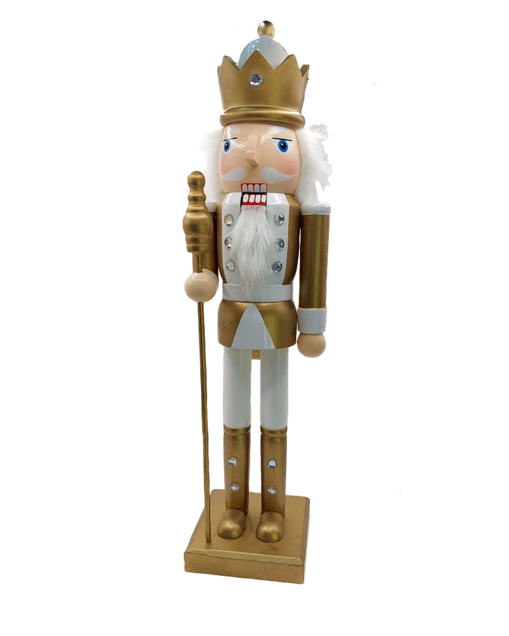 Christmas Nutcracker the Staffbearer. Wizardi Classic Wooden Festive Decoration F07M14-45-N01315B