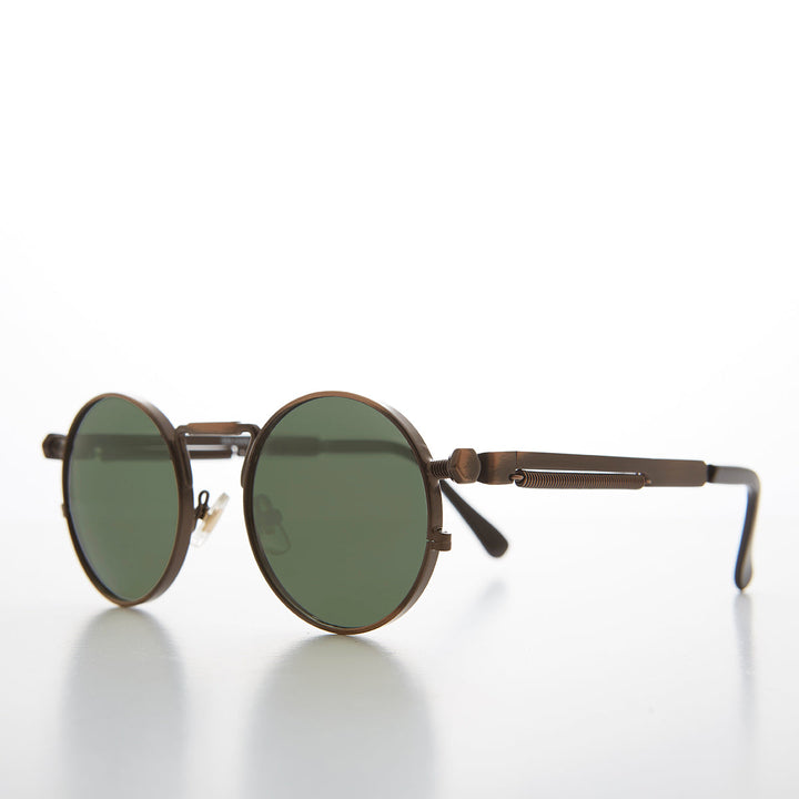 Round Bronze Metal Goth Steampunk Sunglass - Ivan 3