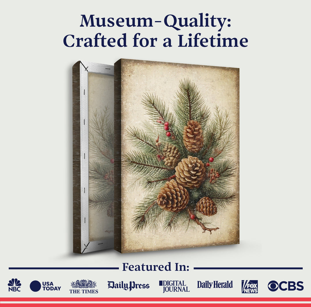 Vintage Winter Pine Cone Christmas Wall Art III