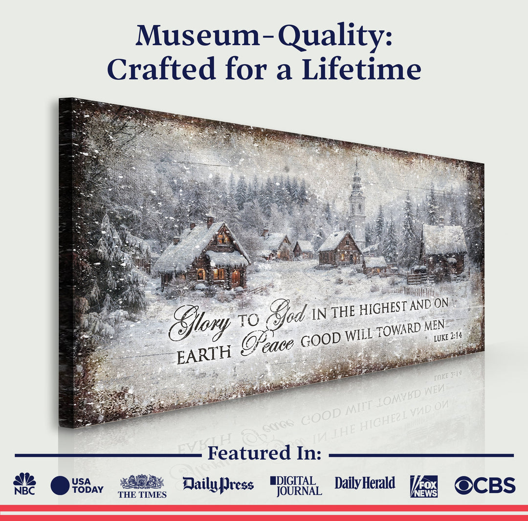 Vintage Christmas Village Luke 2:14 Scripture Sign