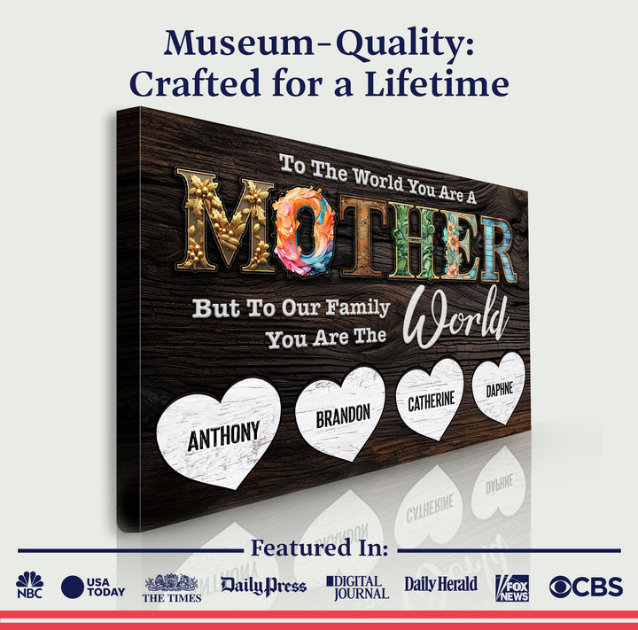 Mother's Day Sign To Our Family You Are The World