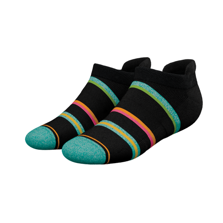 The Island Time | Black Tropical Heel Hammock™ Ankle Socks