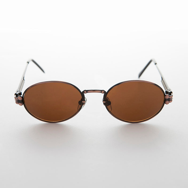 Spring Temple Oval Steampunk Vintage Sunglass - Jeter