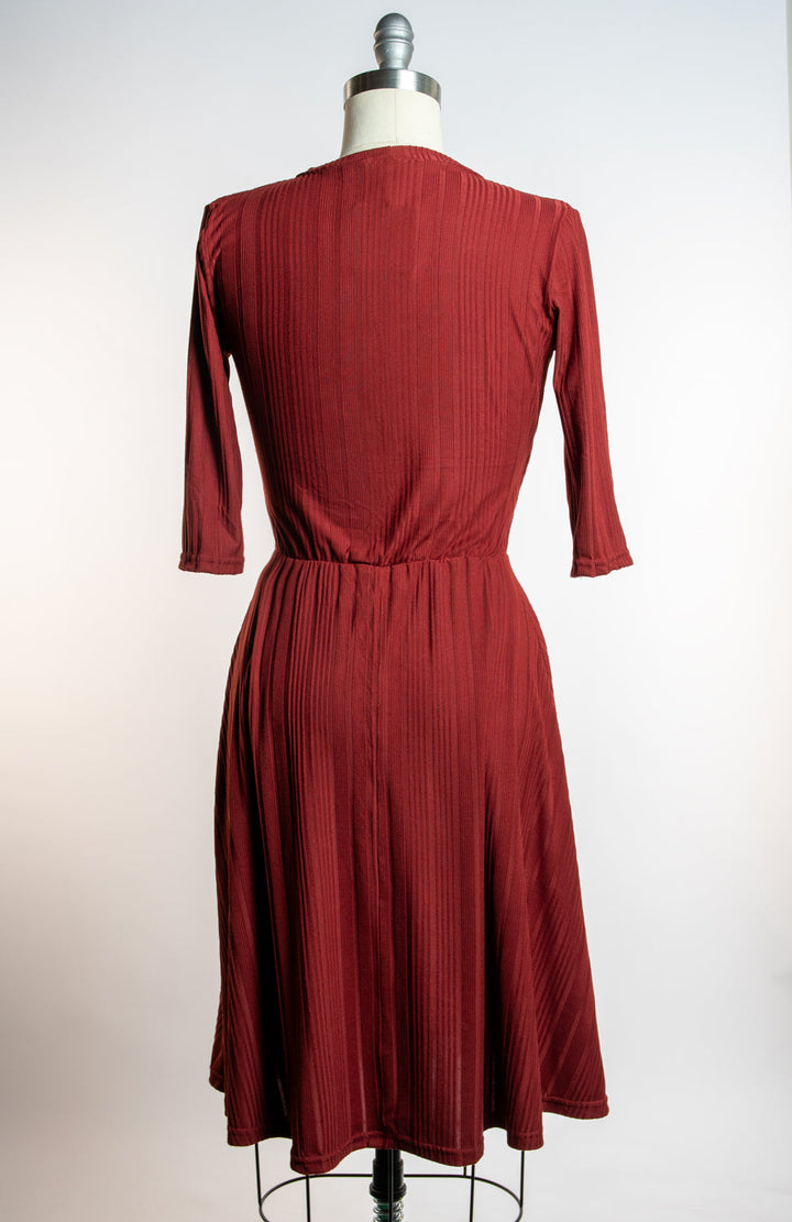 Joanie Knit Dress 3/4 Sleeve - Brick Rib Knit
