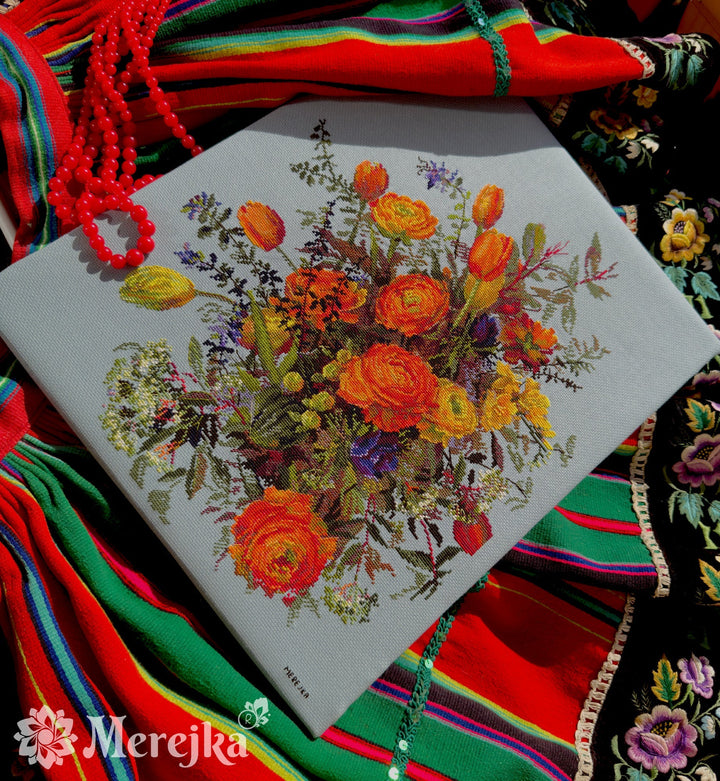 Sunlit Petals K-270 Counted Cross-Stitch Kit