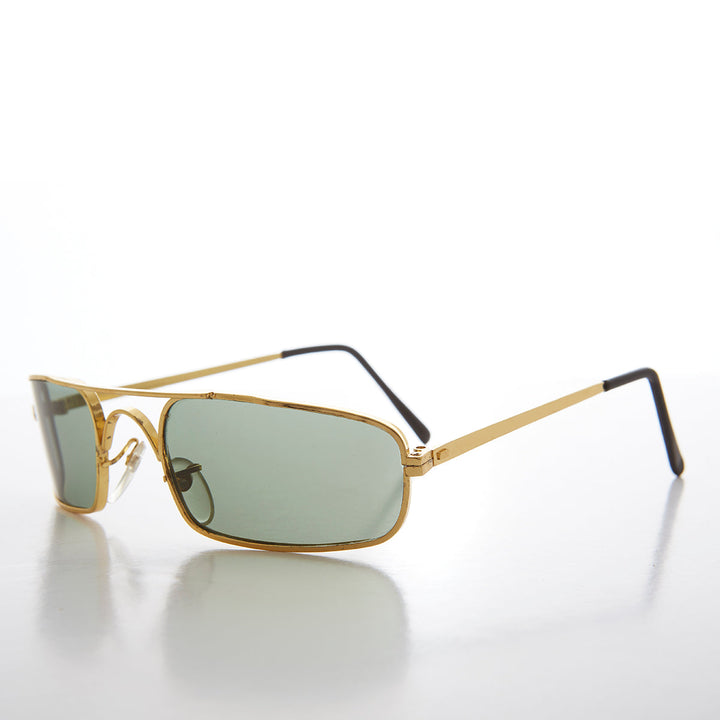 Skinny Sporty Curved Vintage Aviator Sunglass - Kobe