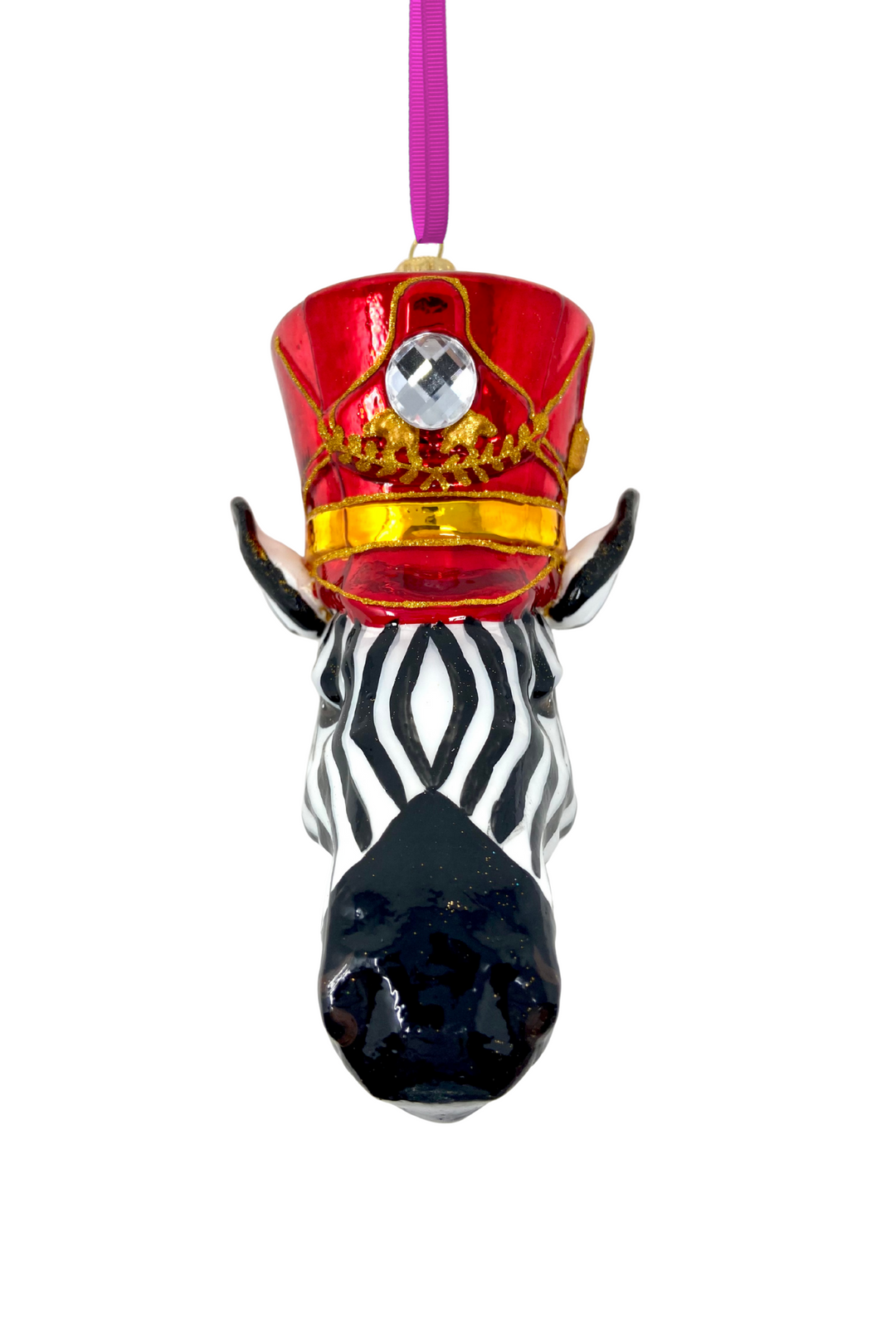 Royal Guard Zebra Head Polish Glass Ornament