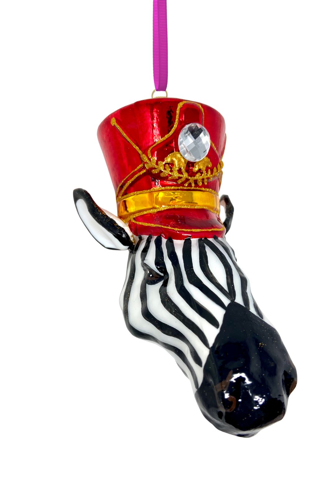 Royal Guard Zebra Head Polish Glass Ornament