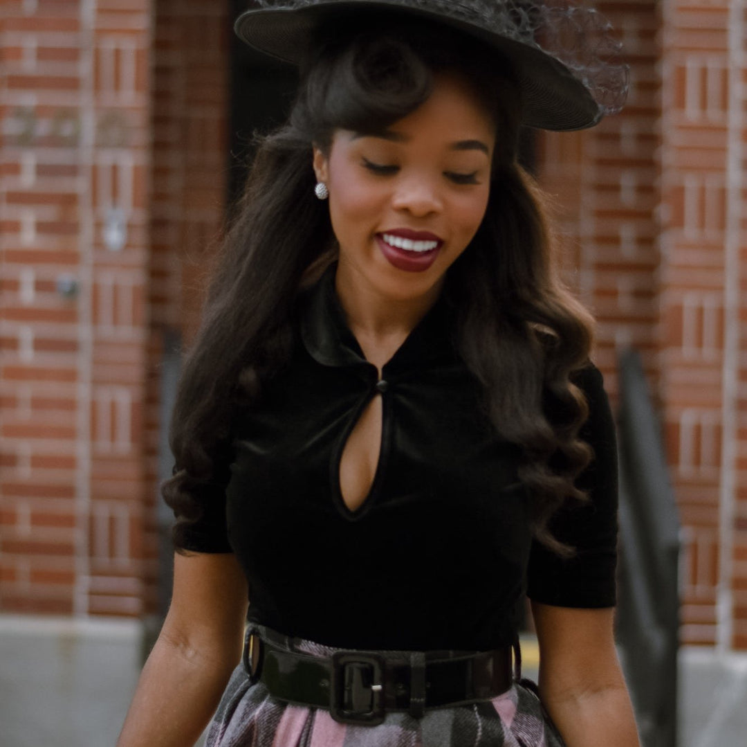 Keynote Vintage-Inspired Blouse in Velvet