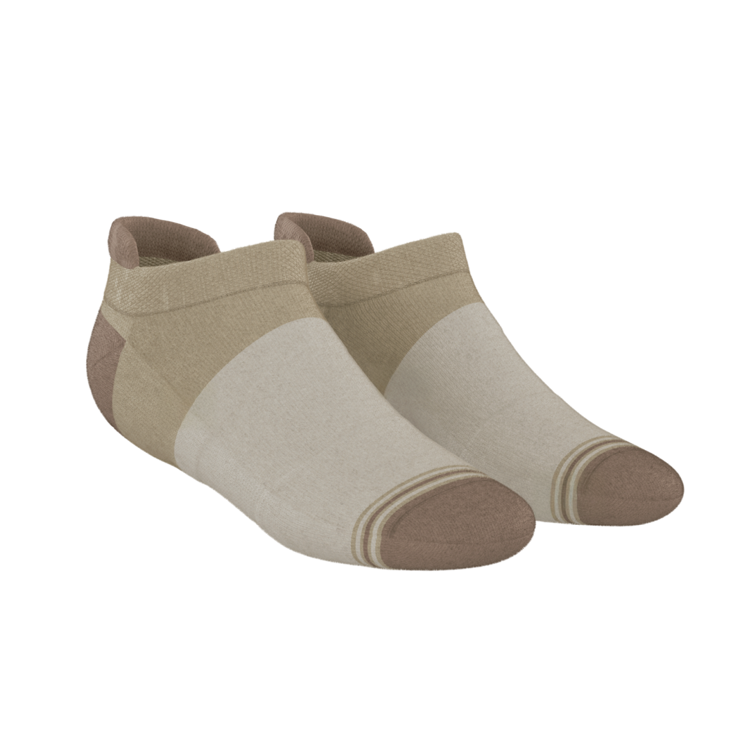 The Khaki | Tan Color Block Heel Hammock™ Ankle Socks